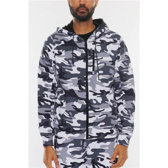 Solid Heathered Zip Up Jacket - Picture 2 of 3